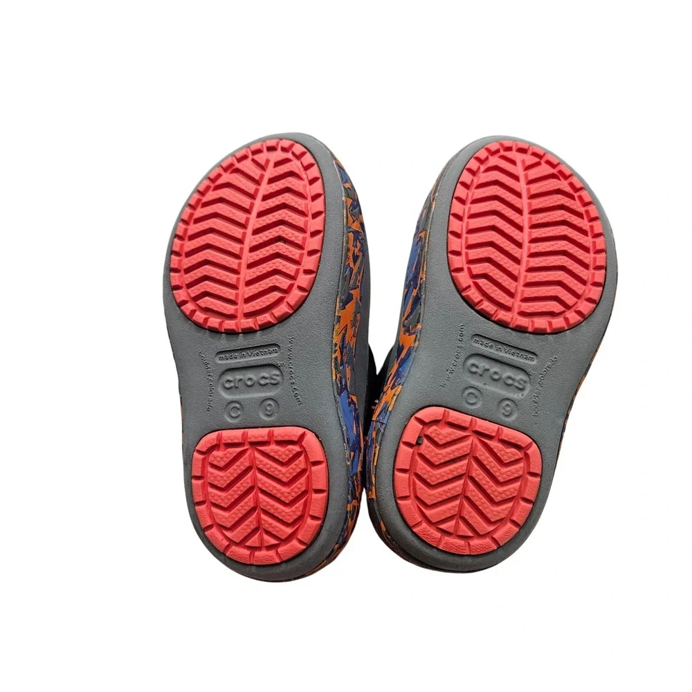 Crocs Winter Boots Toddler C9 Black Gray Red Dragon Snow Rain Warm Insulated